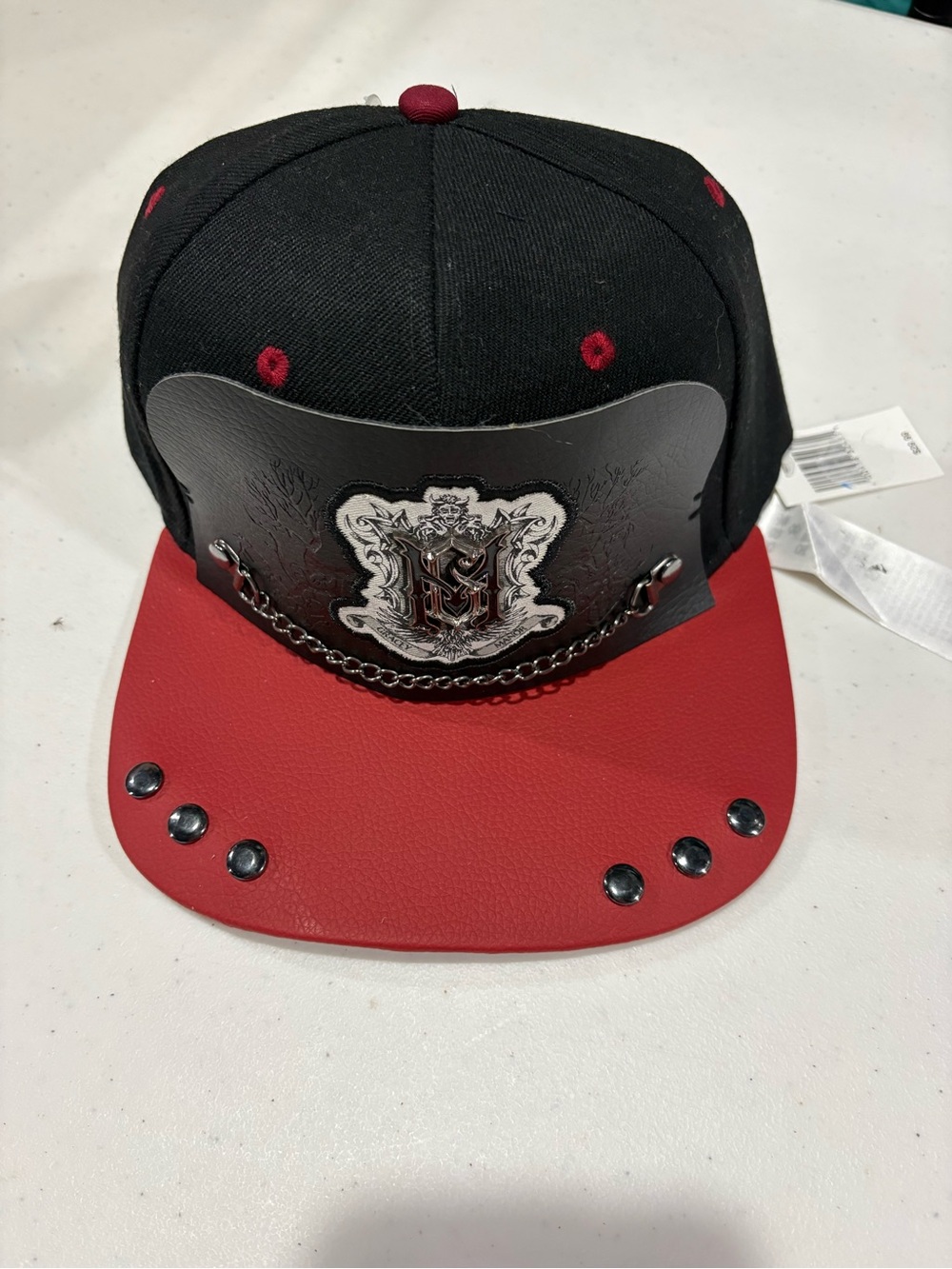 Disney haunted mansion Black and Red Studded Snapback Cap
